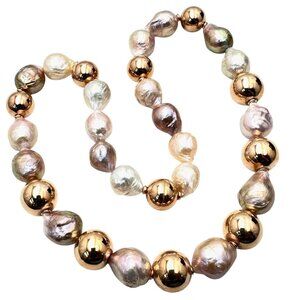 Honora Ming Pearls 14mm Womens Necklace 18 Inch 87 Grams Rose Gold Bronze